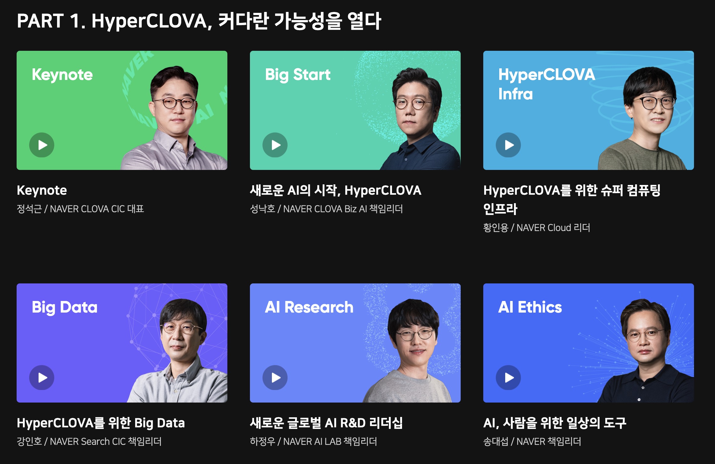 NAVER AI NOW 연사 사진 (일부)